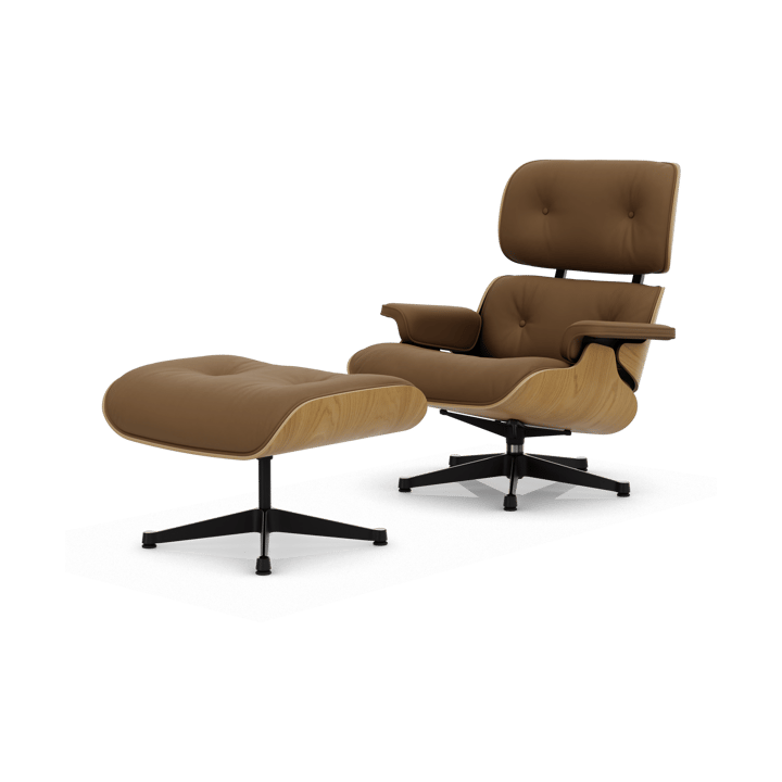 Eames Lounge Chair & Ottoman new dimension - 75 Camel-26 kastanje natural-pol. steel-black - Vitra