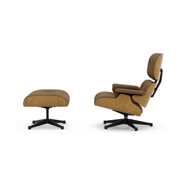 Eames Lounge Chair & Ottoman new dimension, 75 Camel-26 kastanje natural-pol. steel-black Vitra