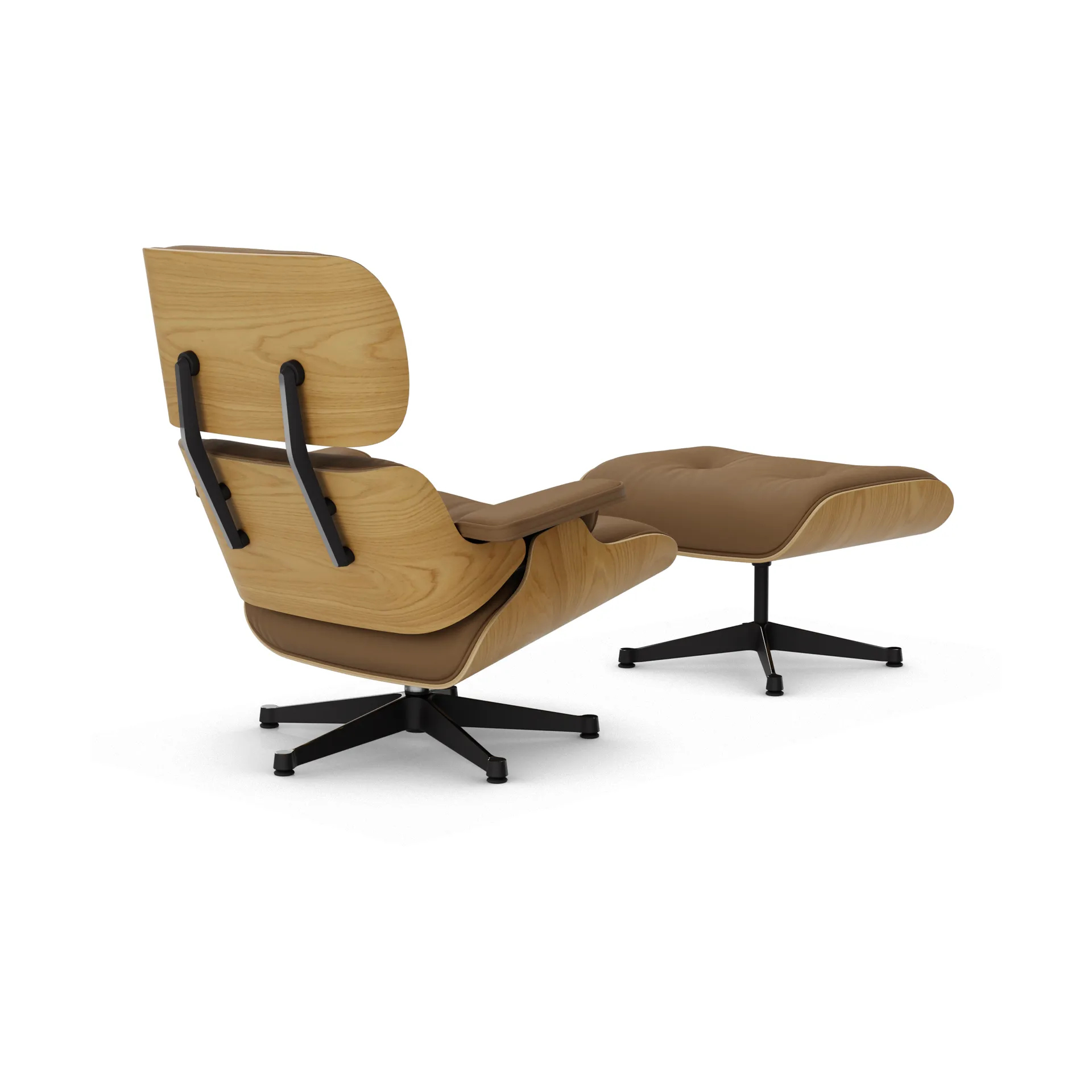 Eames Lounge Chair & Ottoman new dimension, 75 Camel-26 kastanje natural-pol. steel-black Vitra