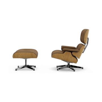 Eames Lounge Chair & Ottoman new dimension - 75 Camel-26 kastanje natural-pol. steel - Vitra