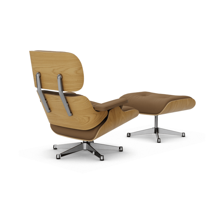 Eames Lounge Chair & Ottoman new dimension, 75 Camel-26 kastanje natural-pol. steel Vitra