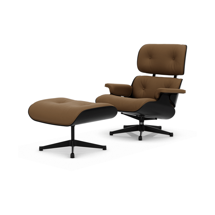Eames Lounge Chair & Ottoman new dimension - 75 Camel-27 kastanj svart-pol. stål-svart - Vitra