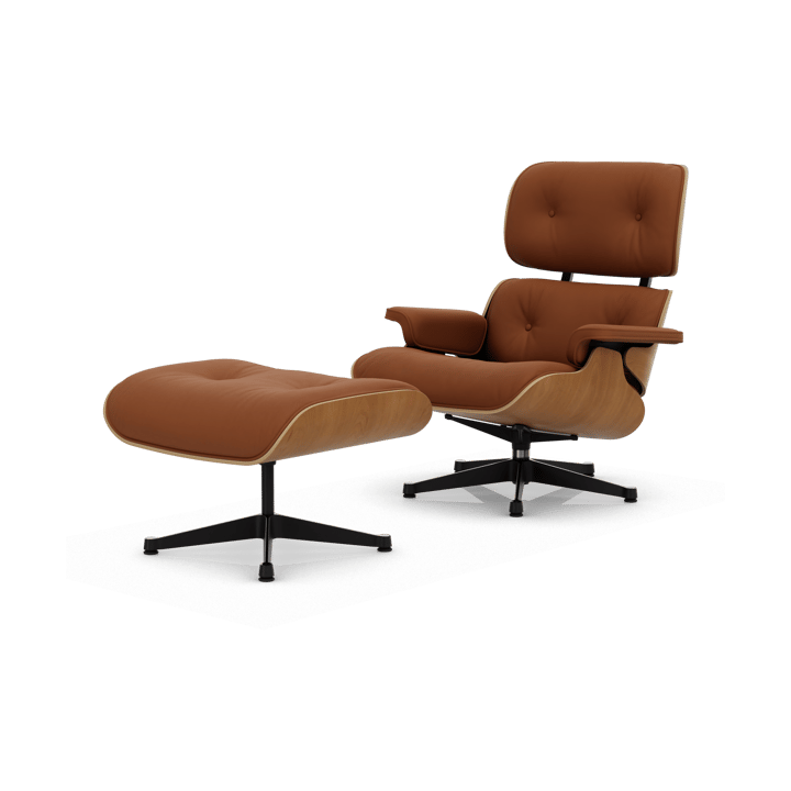 Eames Lounge Chair & Ottoman new dimension - 97 Cognac-28 kirsebær natural-pol. steel-black - Vitra