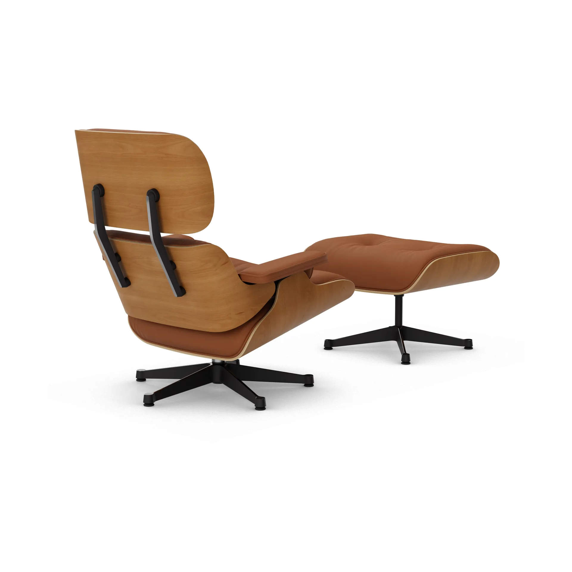 Eames Lounge Chair & Ottoman new dimension, 97 Cognac-28 kirsebær natural-pol. steel-black Vitra