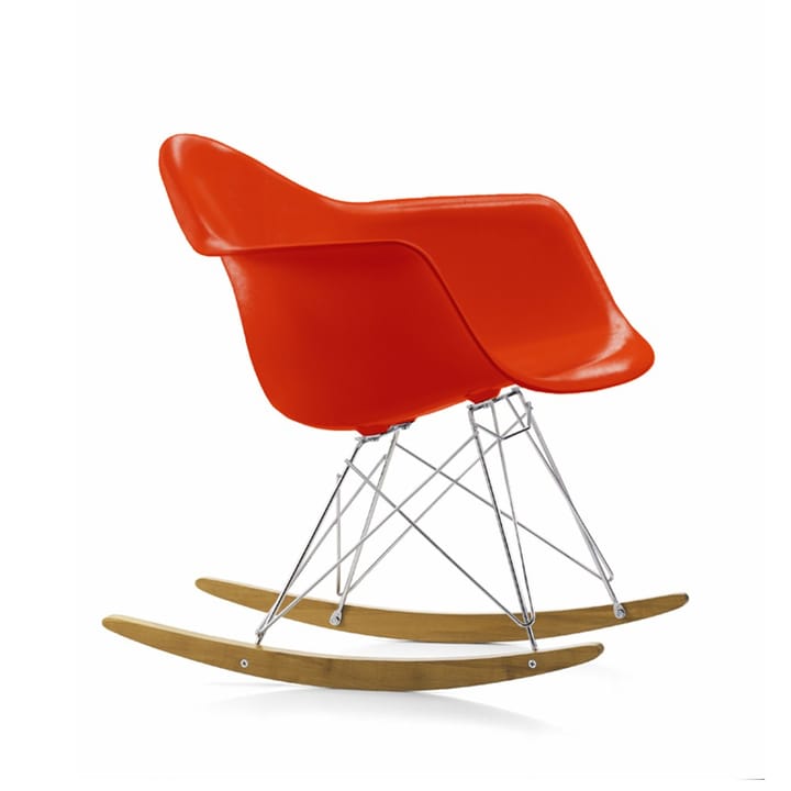 Eames Plastic Armchair RE RAR gyngestol - 03 poppy red-chrome-golden maple - Vitra