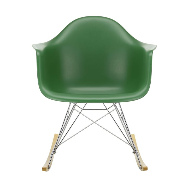 Eames Plastic Armchair RE RAR gyngestol, 17 emerald -chrome-golden maple Vitra
