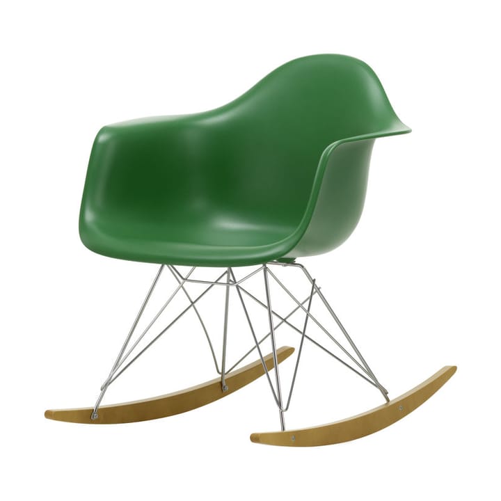 Eames Plastic Armchair RE RAR gyngestol, 17 emerald -chrome-golden maple Vitra