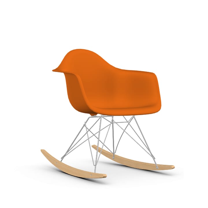 Eames Plastic Armchair RE RAR gyngestol - 43 rusty orange-chrome-golden maple - Vitra