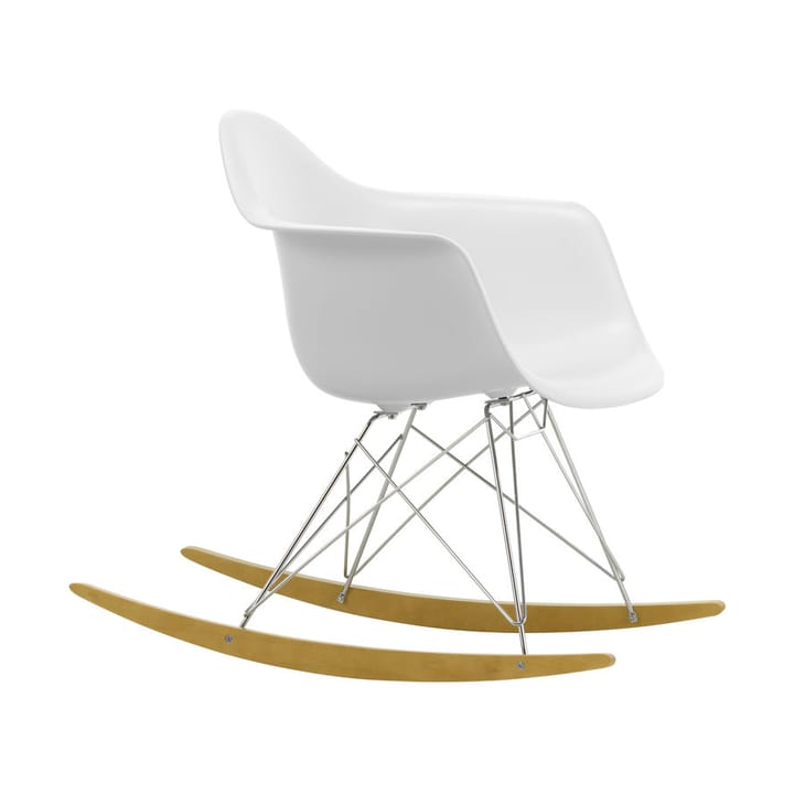 Eames Plastic Armchair RE RAR gyngestol - 85 cotton white-chrome-golden maple - Vitra