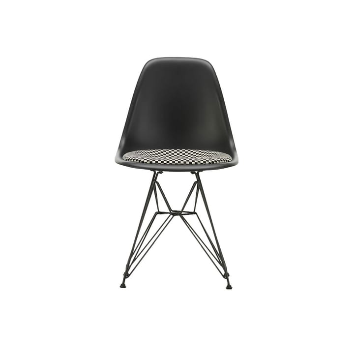 Eames plastic side chair DSR stol polstret sete - Black-Checkered-Black - Vitra