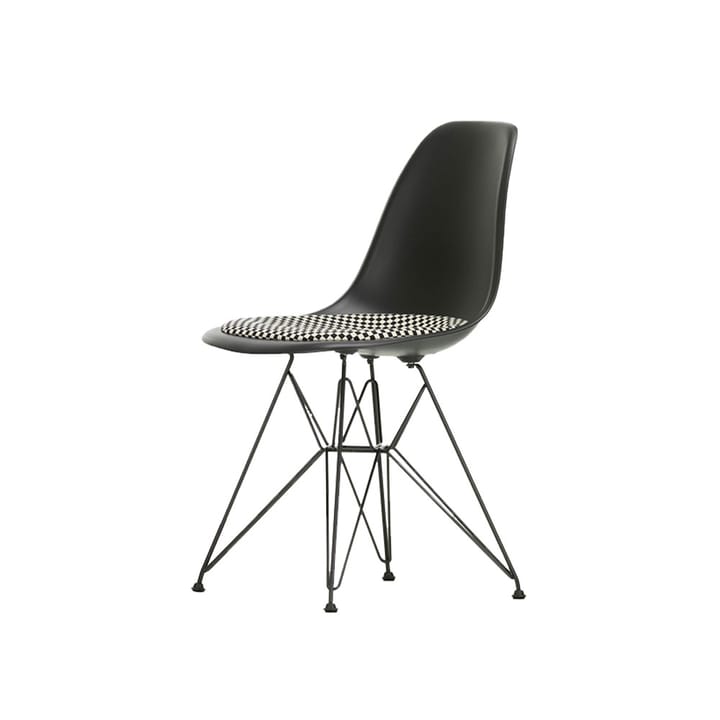 Eames plastic side chair DSR stol polstret sete, Black-Checkered-Black Vitra