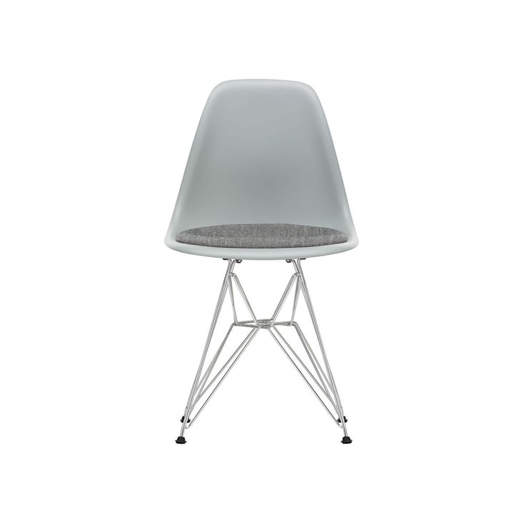 Eames plastic side chair DSR stol polstret sete - Light grey-Hopsak 23-Chrome - Vitra