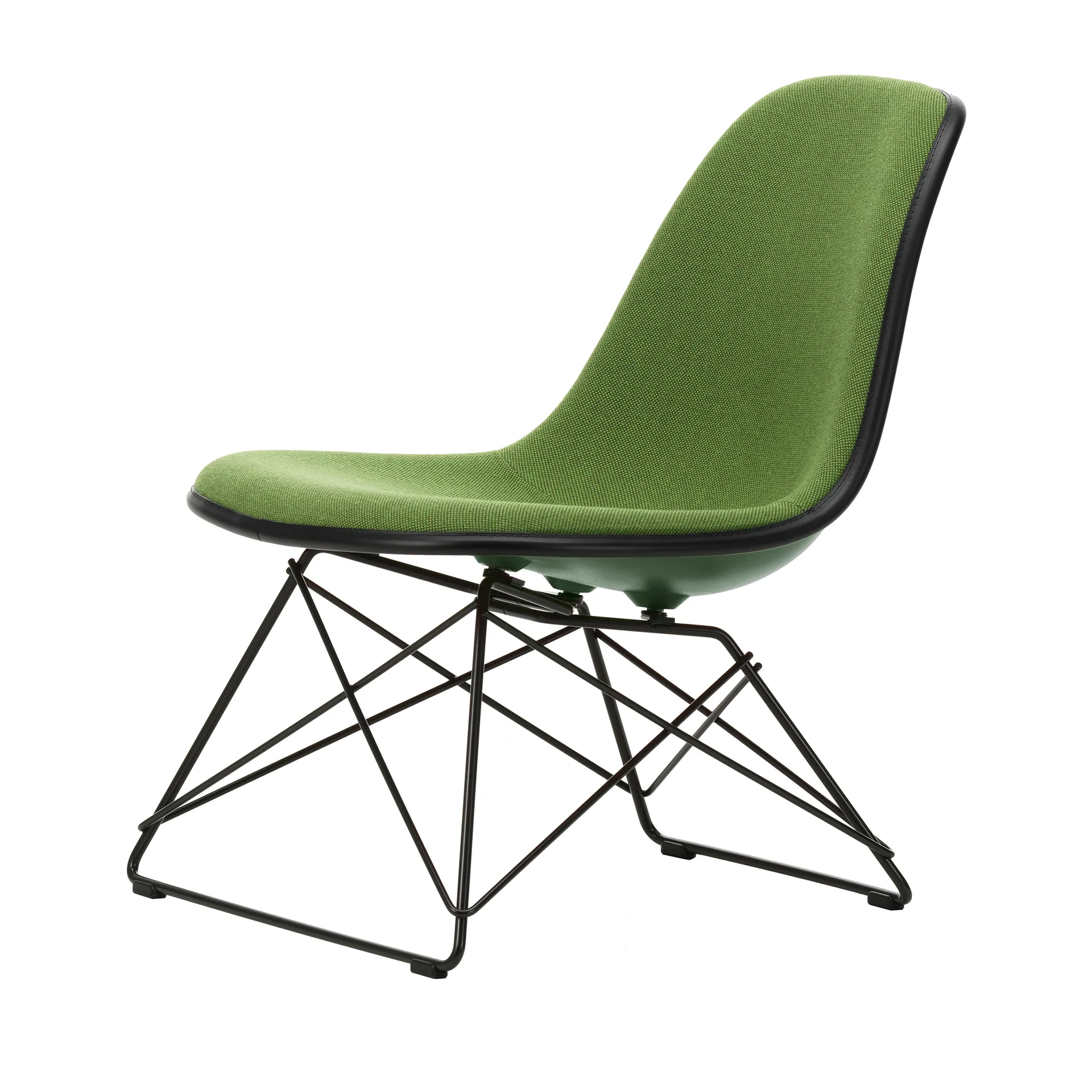 Eames Plastic Side Chair LSR fullt polstret, Forest-deep black-d.grey Vitra