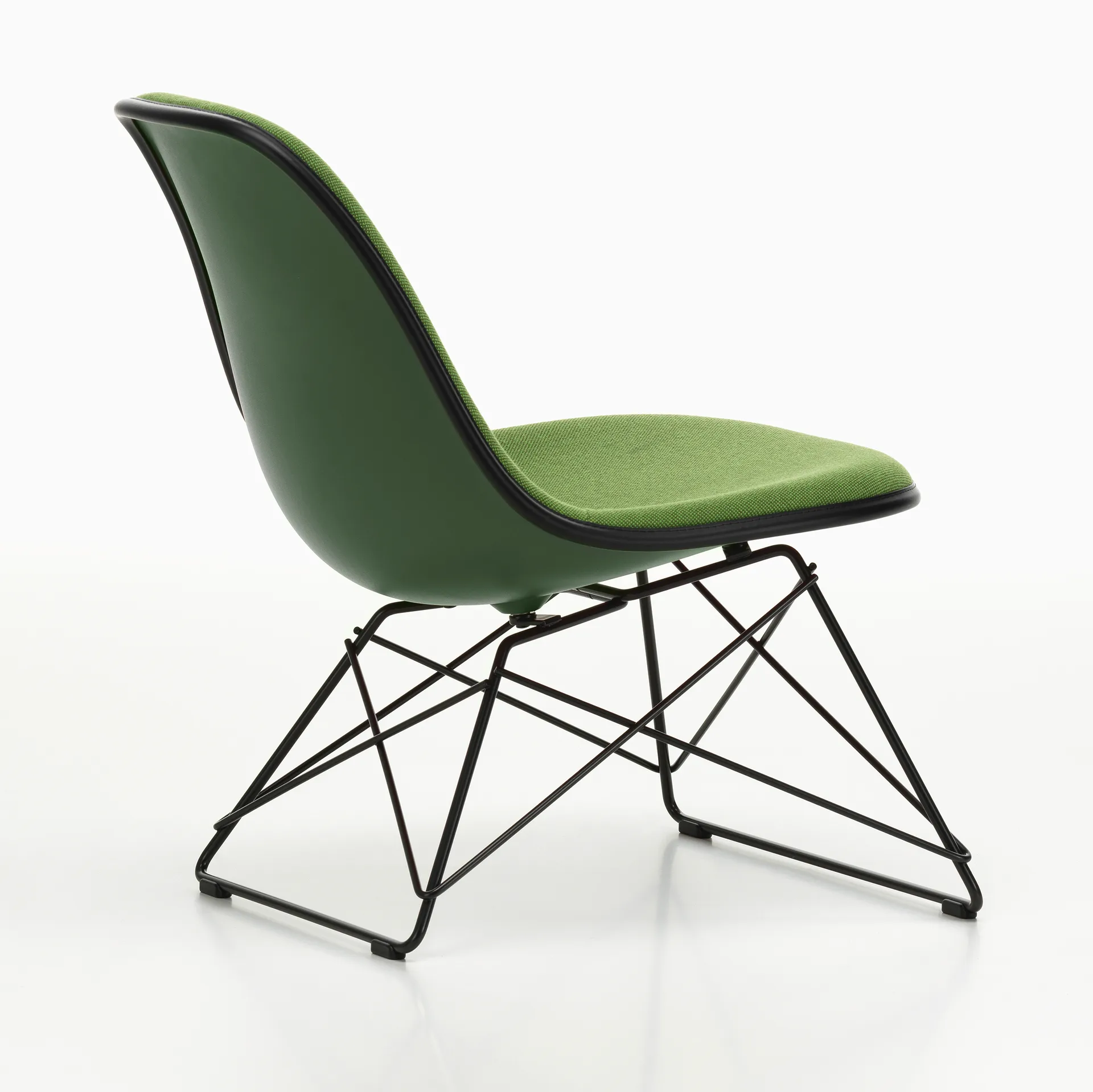 Eames Plastic Side Chair LSR fullt polstret, Forest-deep black-d.grey Vitra