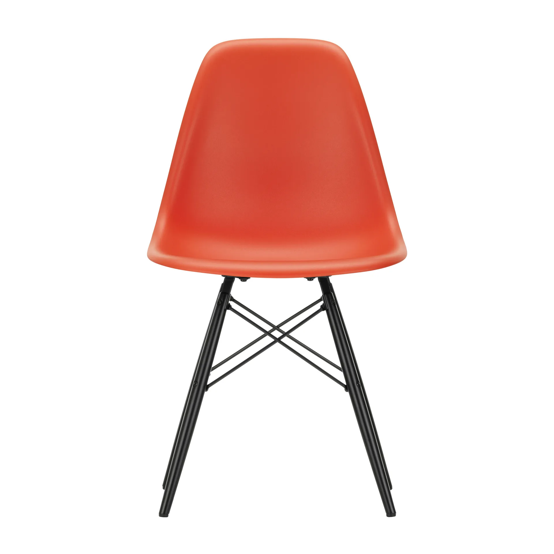 Eames Plastic Side Chair RE DSW stol, 03 poppy red-black maple Vitra