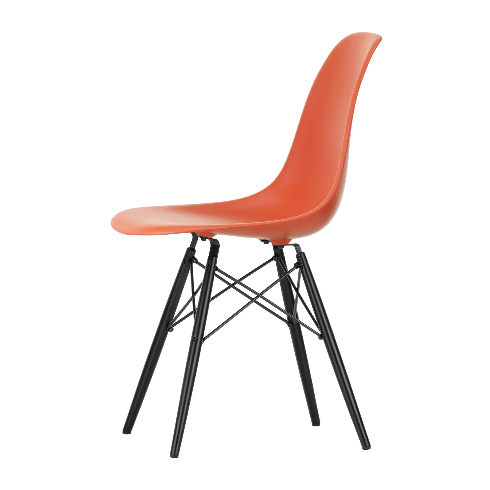 Eames Plastic Side Chair RE DSW stol, 03 poppy red-black maple Vitra