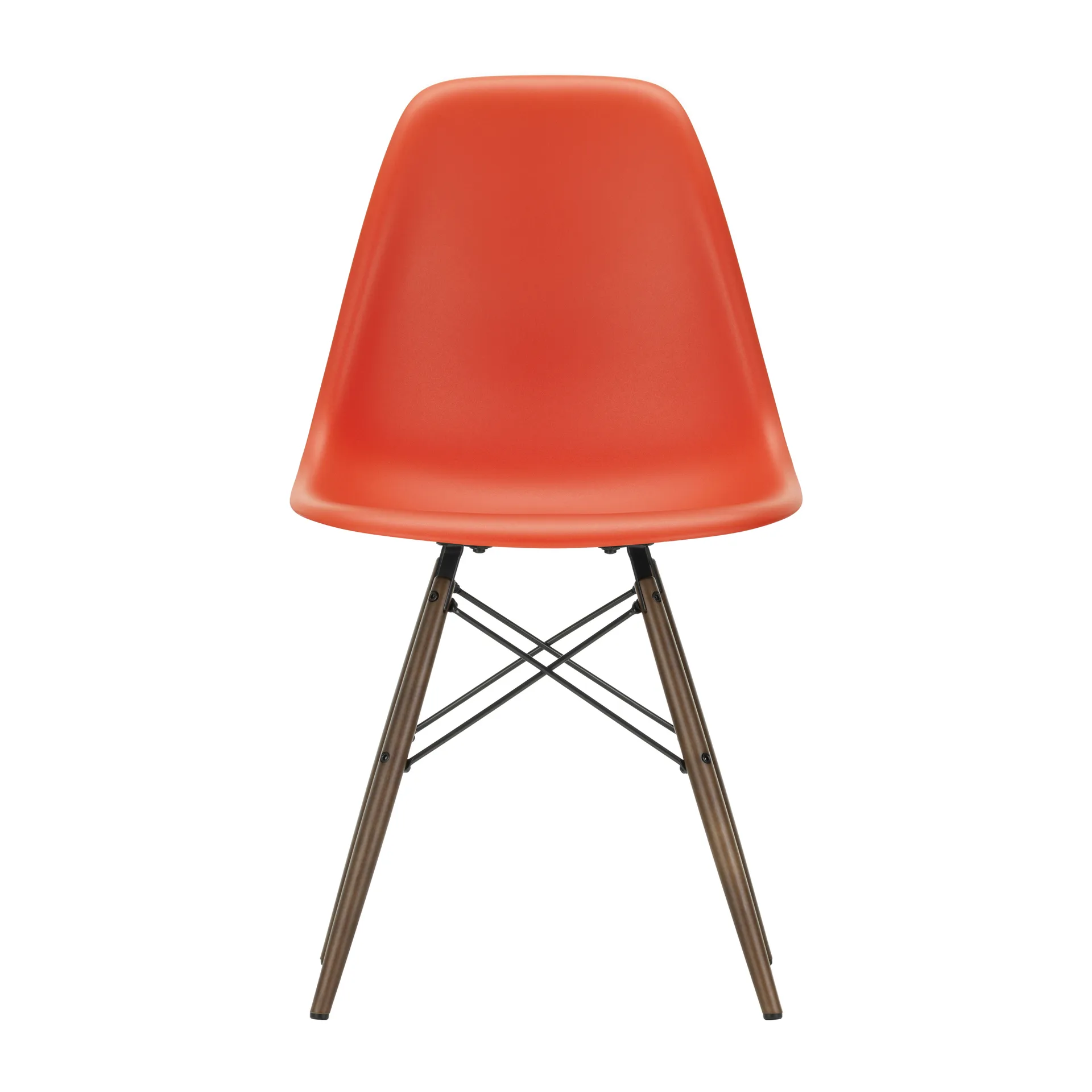 Eames Plastic Side Chair RE DSW stol, 03 poppy red-dark maple Vitra