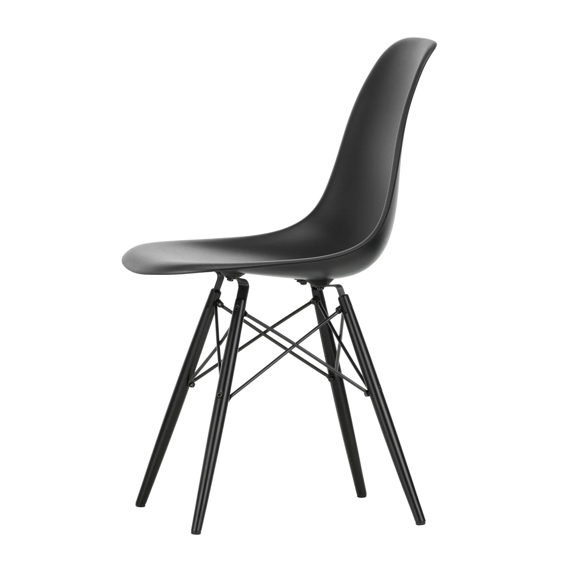 Eames Plastic Side Chair RE DSW stol, 12 deep black-black lønn Vitra