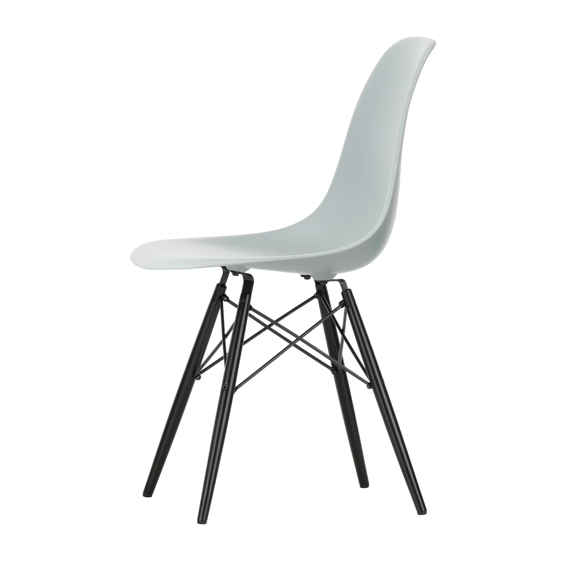 Eames Plastic Side Chair RE DSW stol, 24 light grey-black lønn Vitra