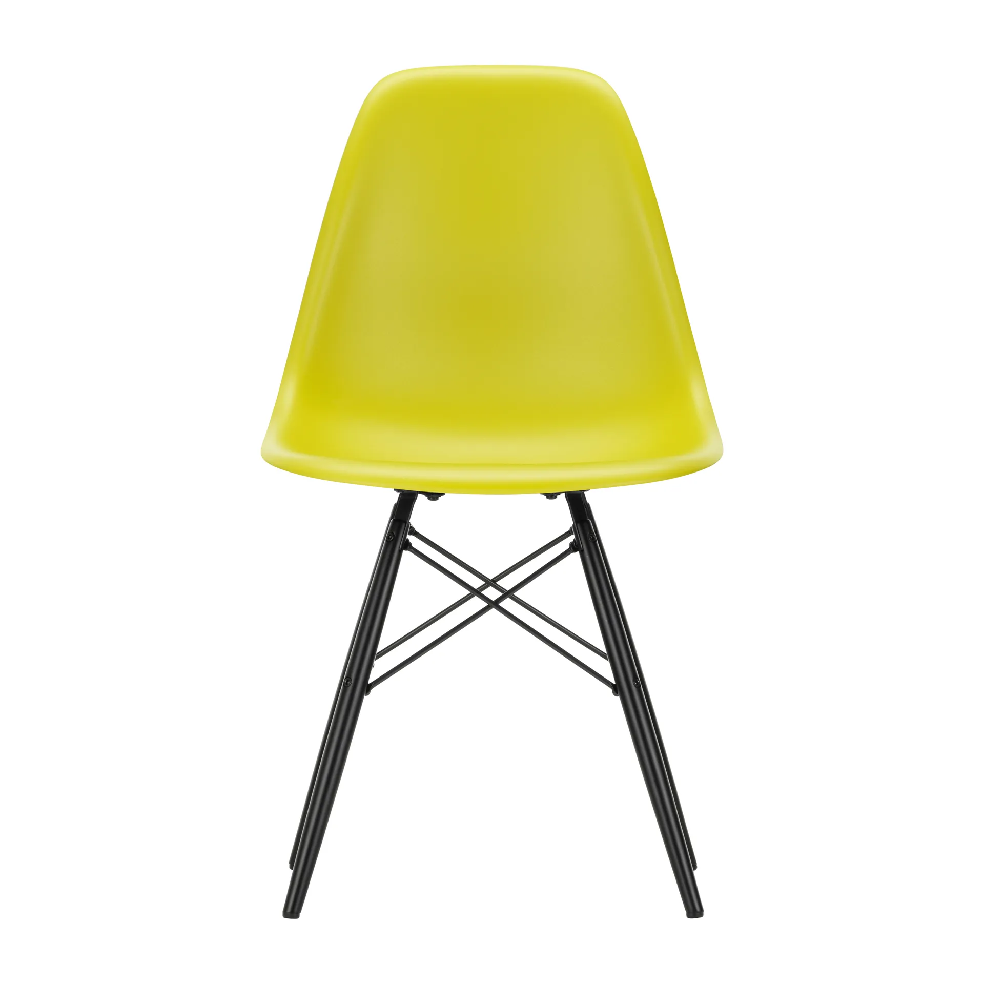 Eames Plastic Side Chair RE DSW stol, 34 mustard-black lønn Vitra