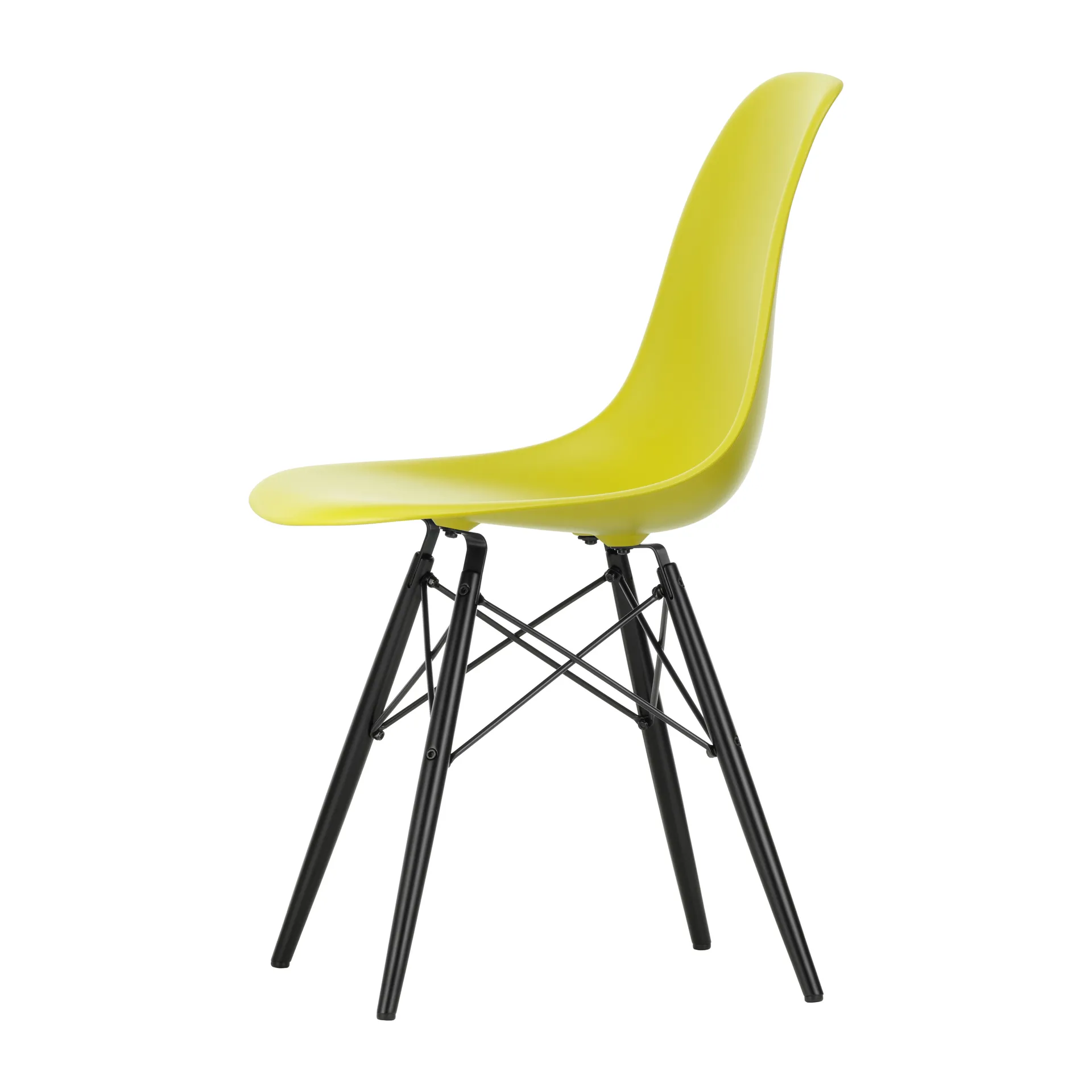 Eames Plastic Side Chair RE DSW stol, 34 mustard-black lønn Vitra