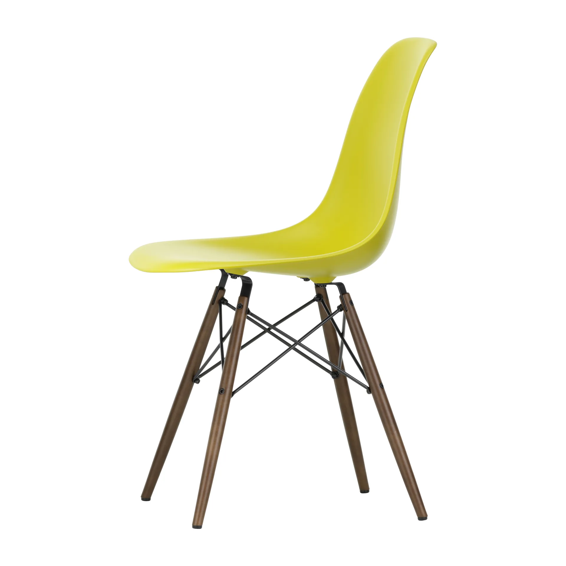 Eames Plastic Side Chair RE DSW stol, 34 mustard-dark maple Vitra