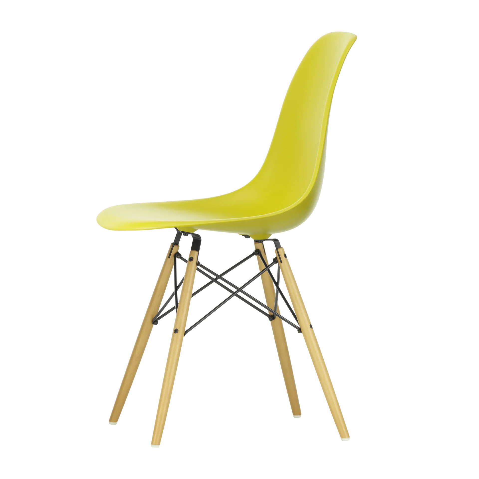 Eames Plastic Side Chair RE DSW stol, 34 mustard-golden maple Vitra