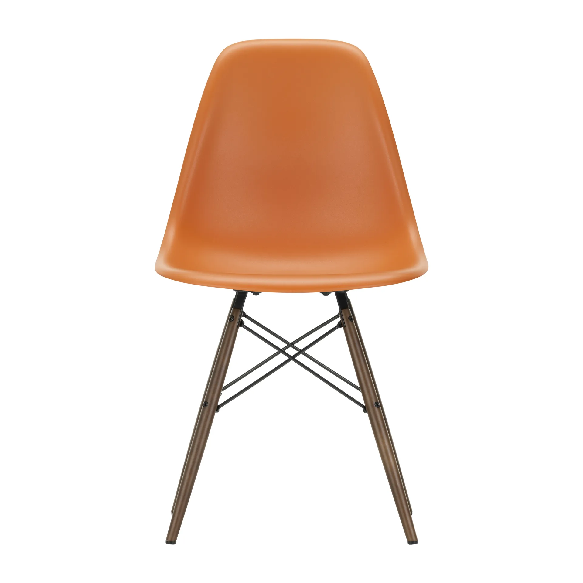 Eames Plastic Side Chair RE DSW stol, 43 rusty orange-dark maple Vitra