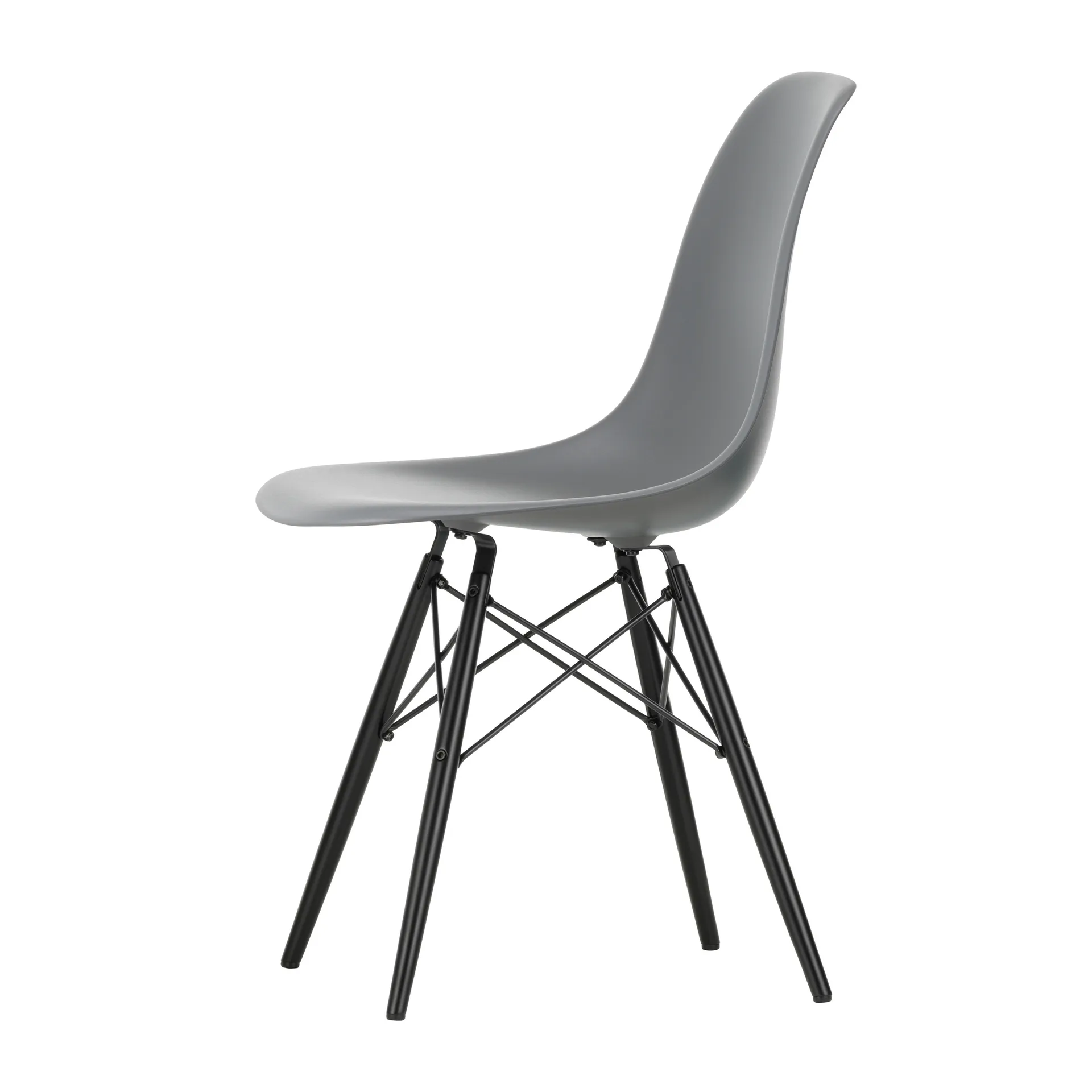 Eames Plastic Side Chair RE DSW stol, 56 granite grey-black maple Vitra