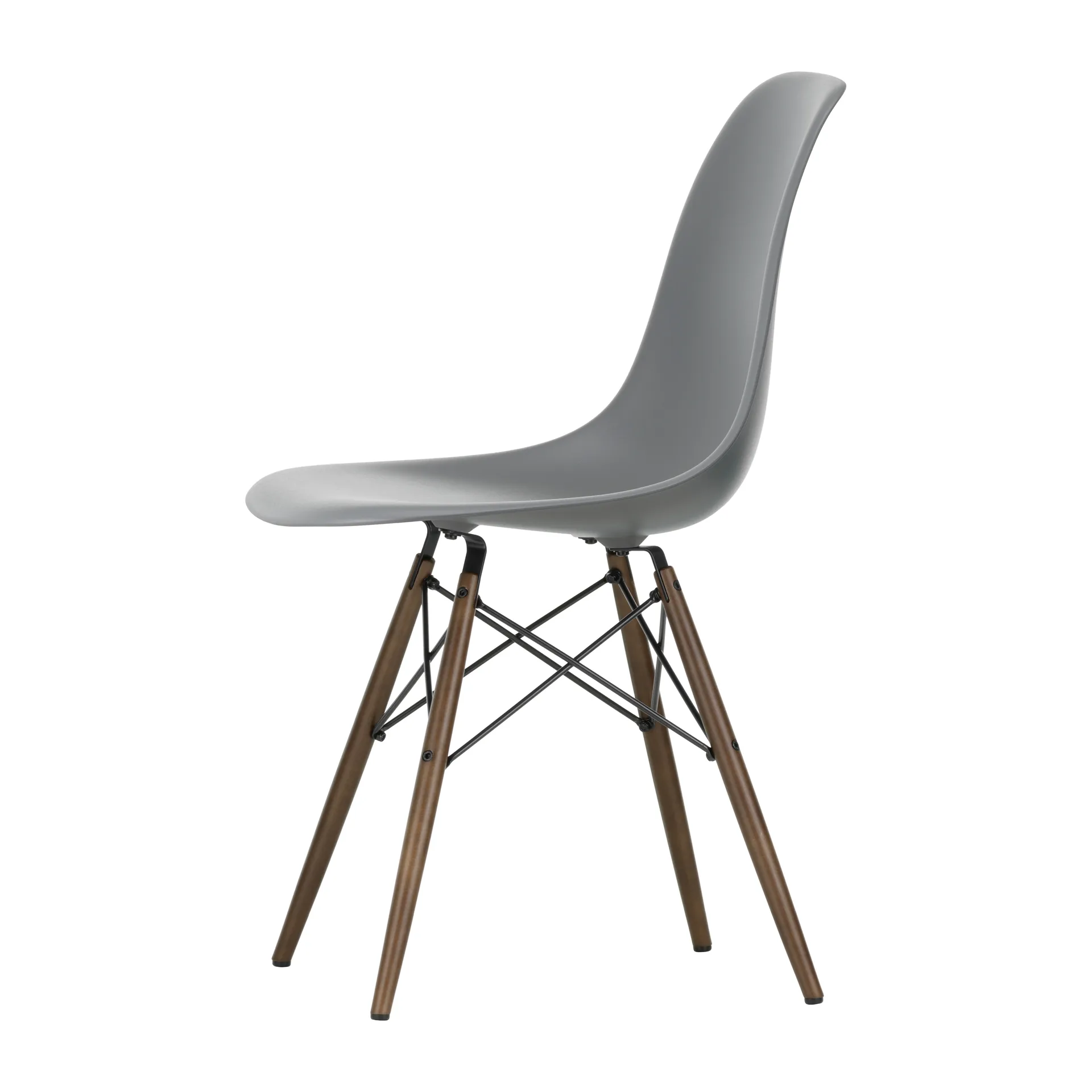 Eames Plastic Side Chair RE DSW stol, 56 granite grey-dark maple Vitra