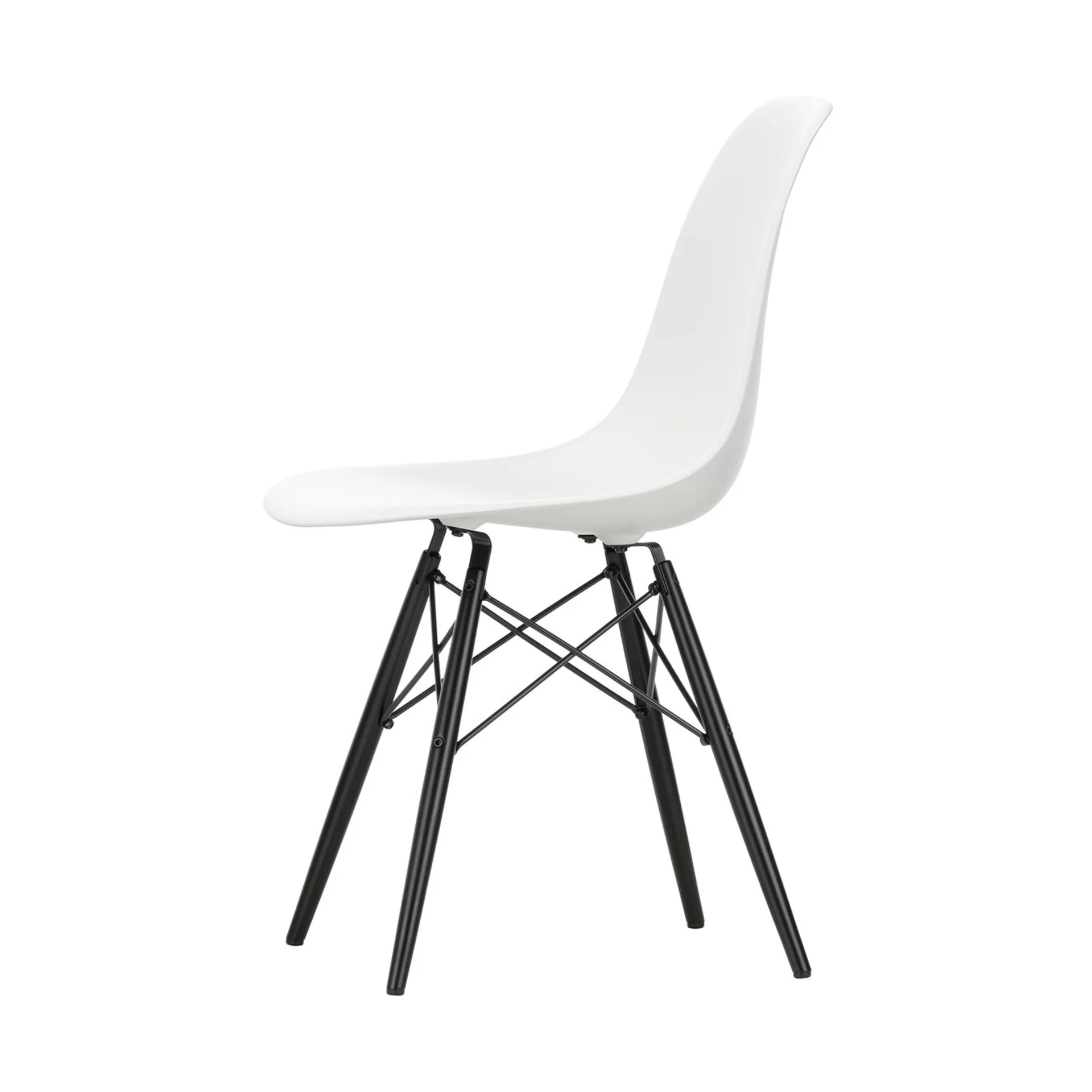 Eames Plastic Side Chair RE DSW stol, Black maple-white Vitra