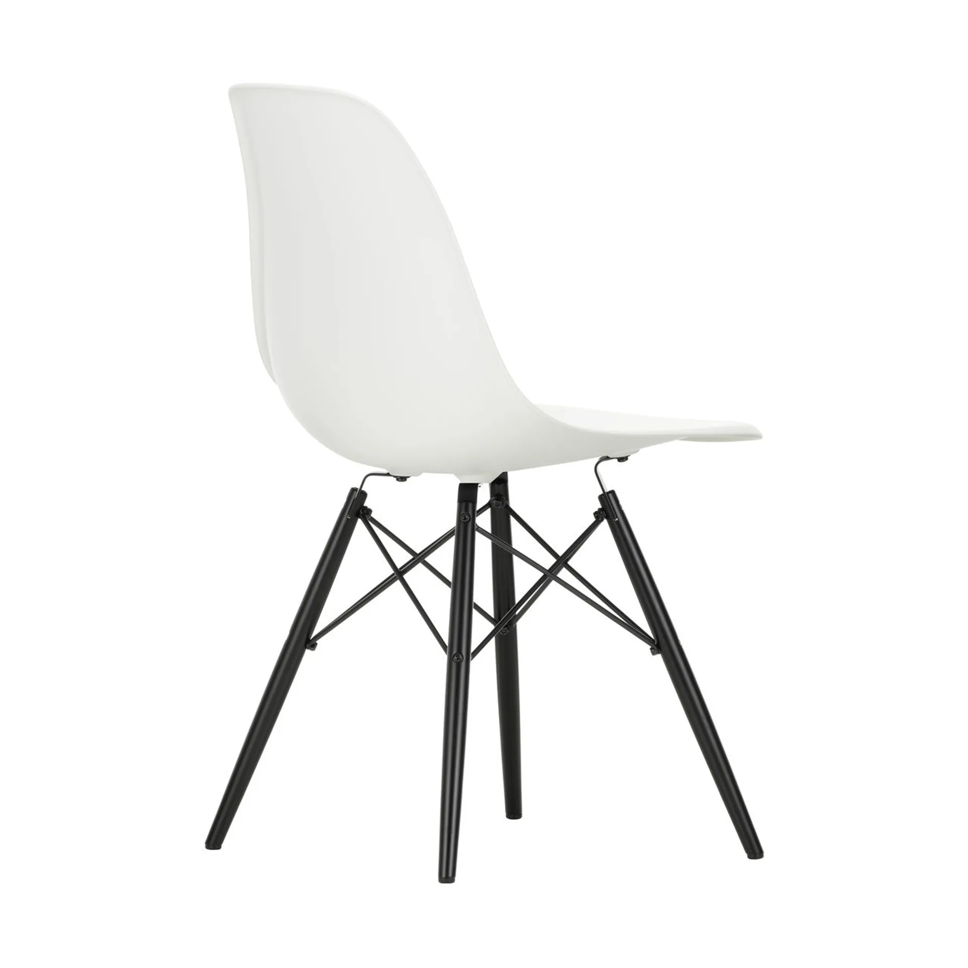 Eames Plastic Side Chair RE DSW stol, Black maple-white Vitra