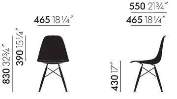 Eames Plastic Side Chair RE DSW stol - Black maple-white - Vitra