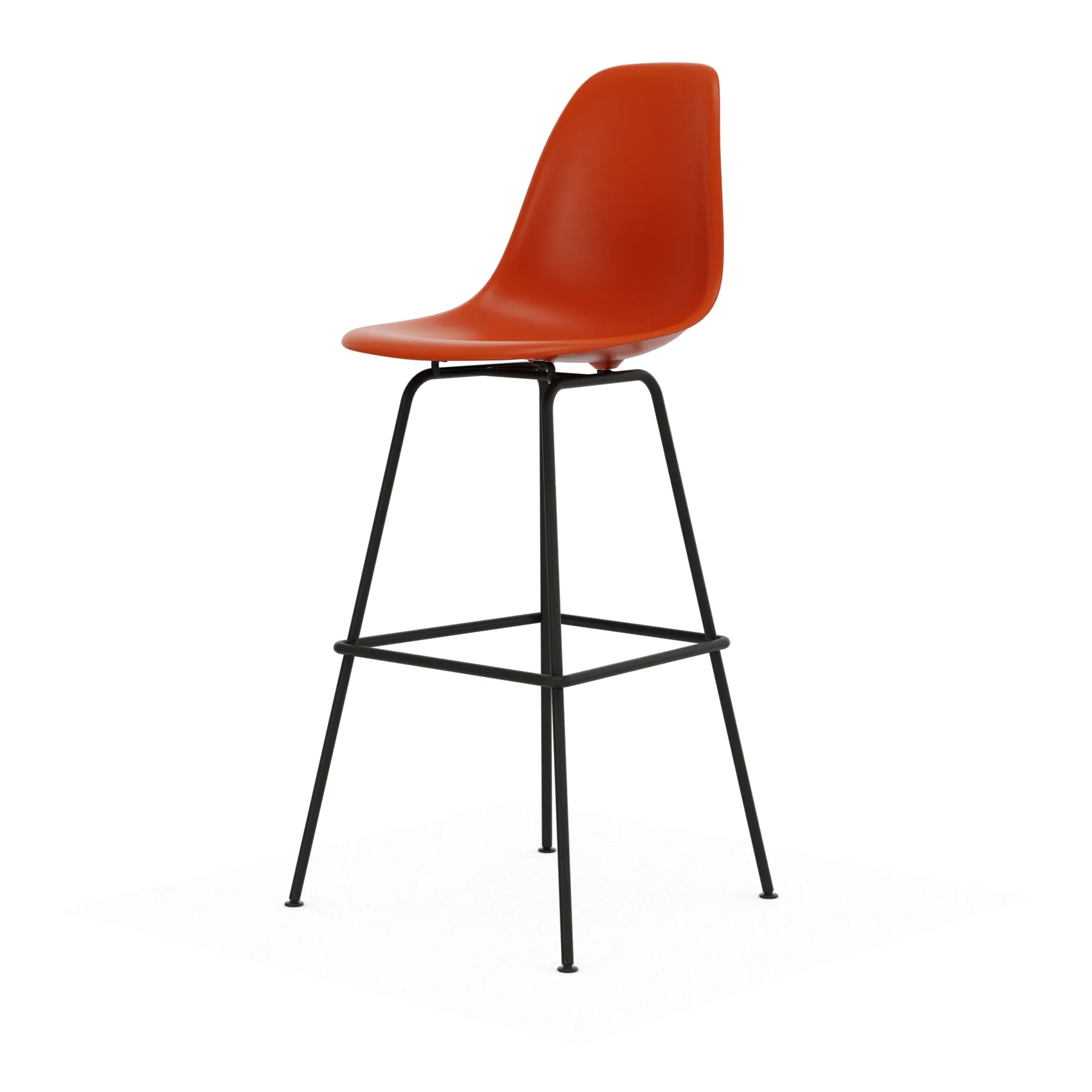 Eames Plastic Stool RE barstol, High Rust orange-black Vitra