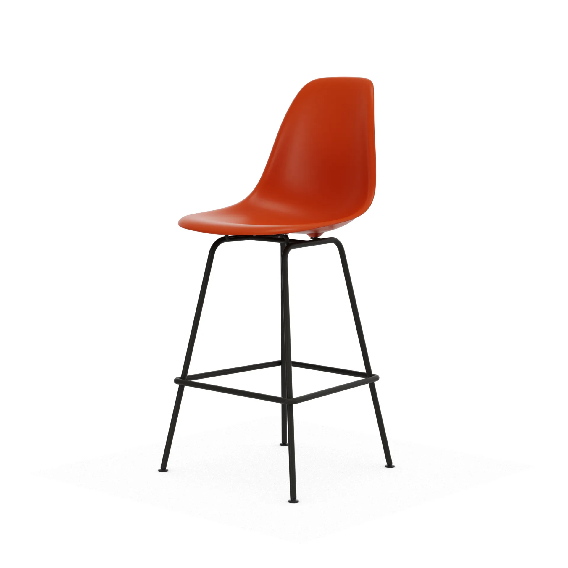 Eames Plastic Stool RE barstol, Medium Rust orange-black Vitra