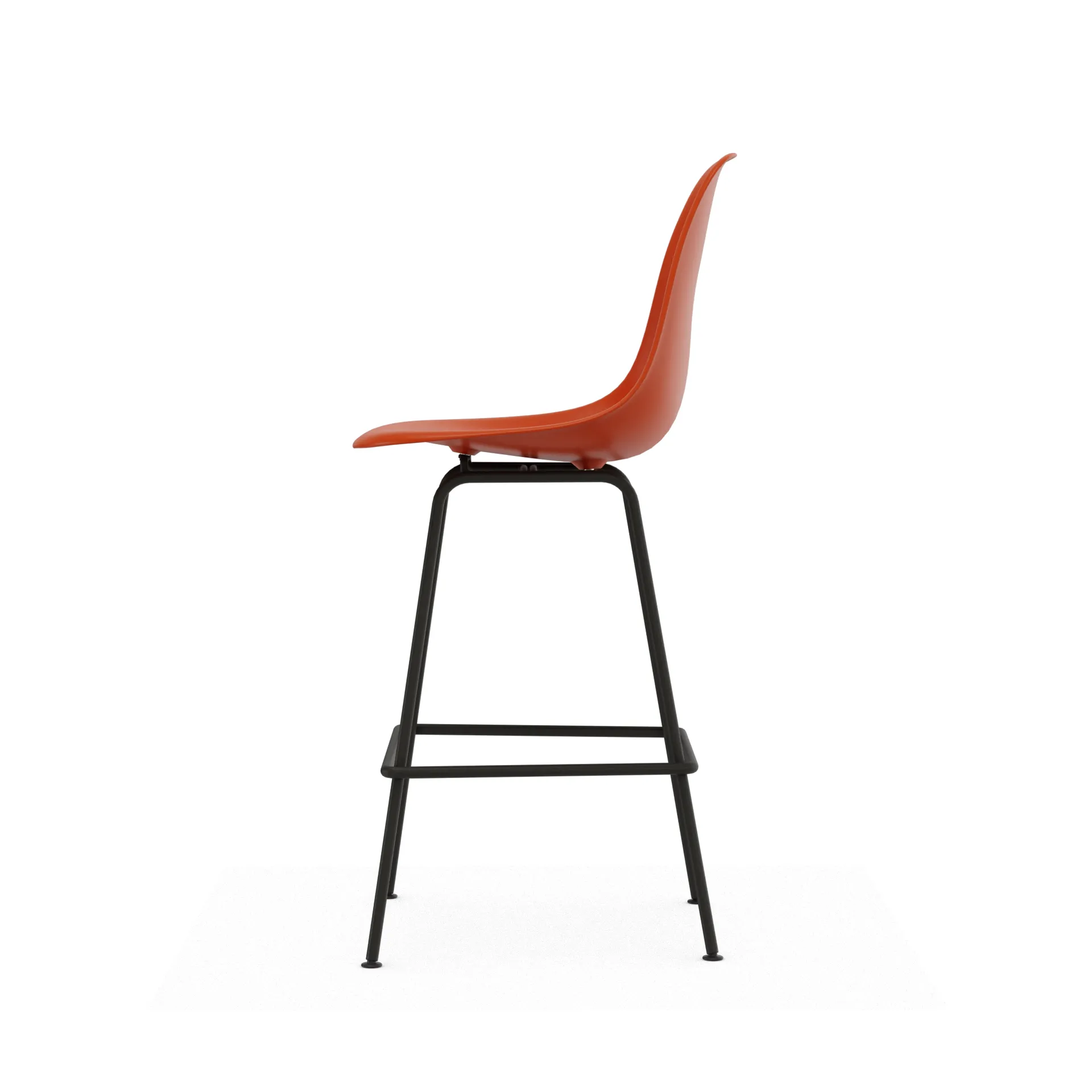 Eames Plastic Stool RE barstol, Medium Rust orange-black Vitra