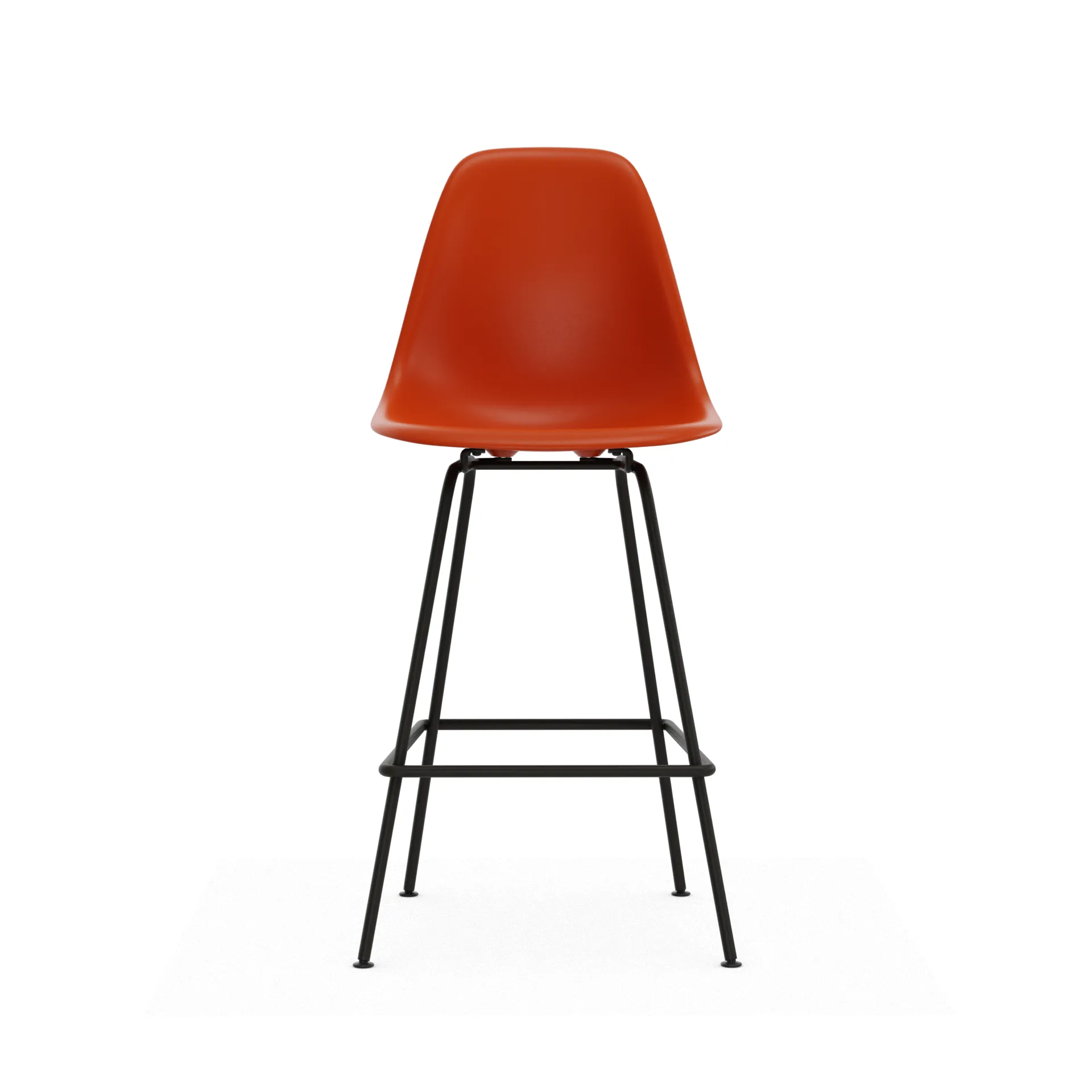 Eames Plastic Stool RE barstol, Medium Rust orange-black Vitra