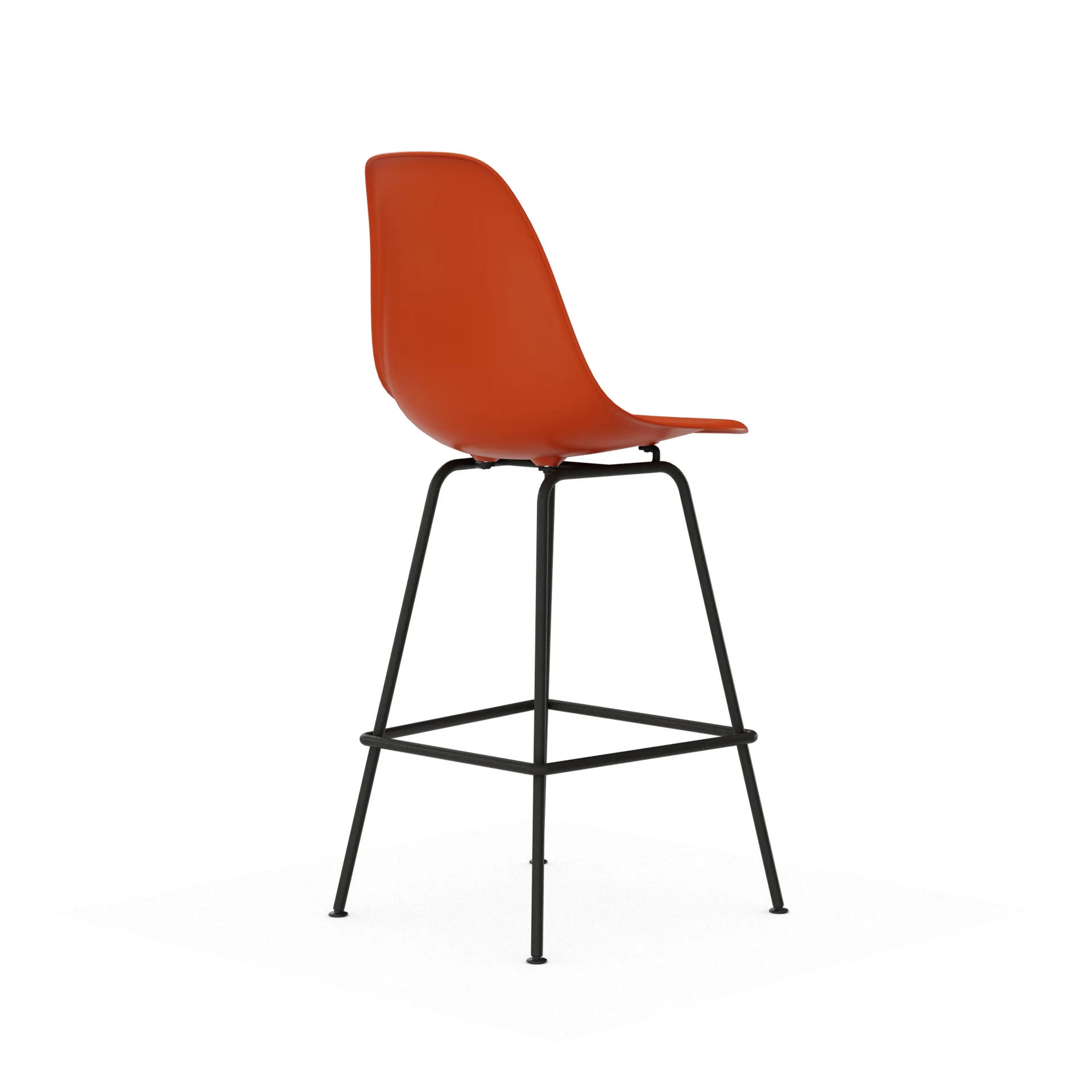 Eames Plastic Stool RE barstol, Medium Rust orange-black Vitra