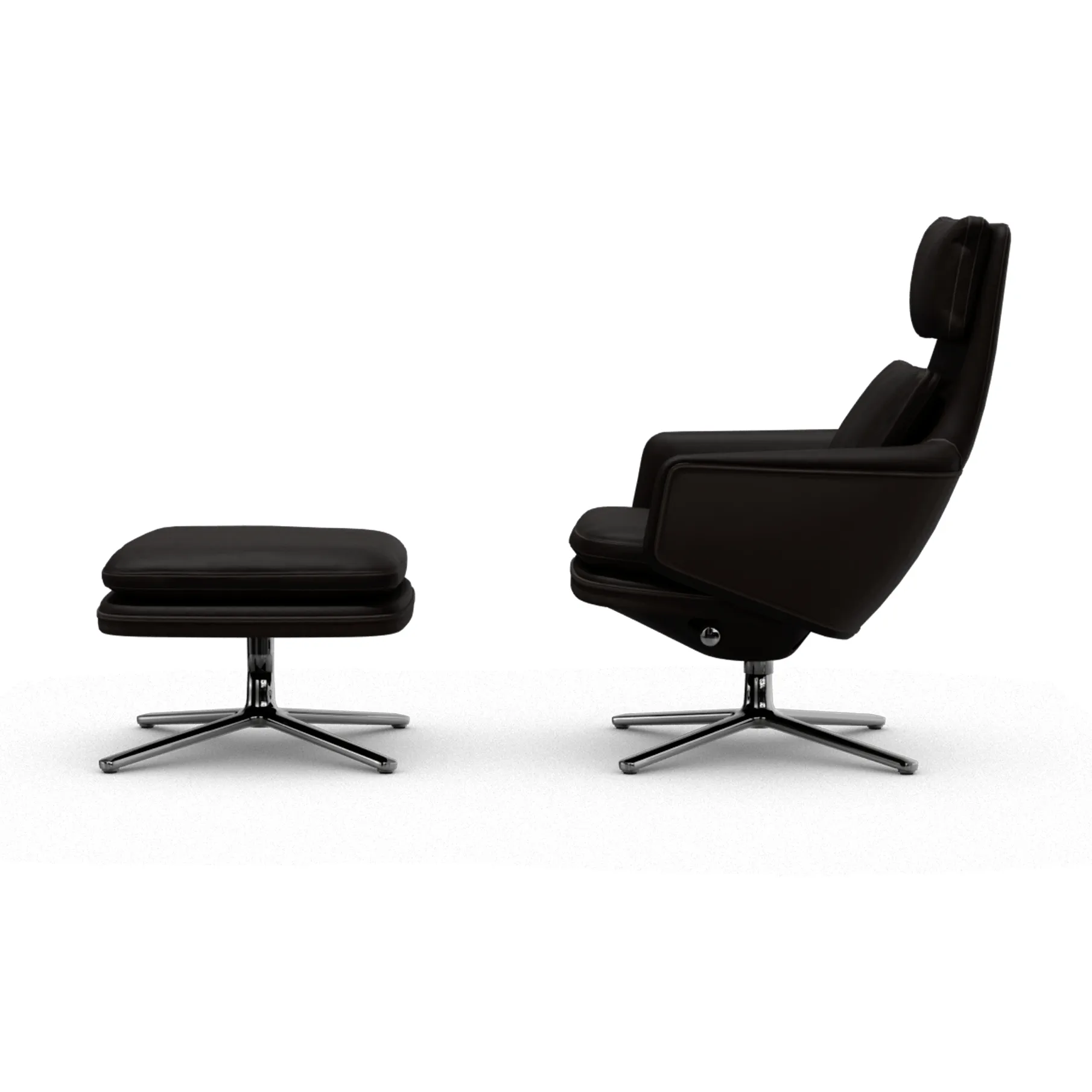 Grand Relax lenestol + fotskammel Leather premium F 69 marron-aluminium Vitra Grand Relax lenestol + fotskammel Leather premium F 69 marron-aluminium Vitra