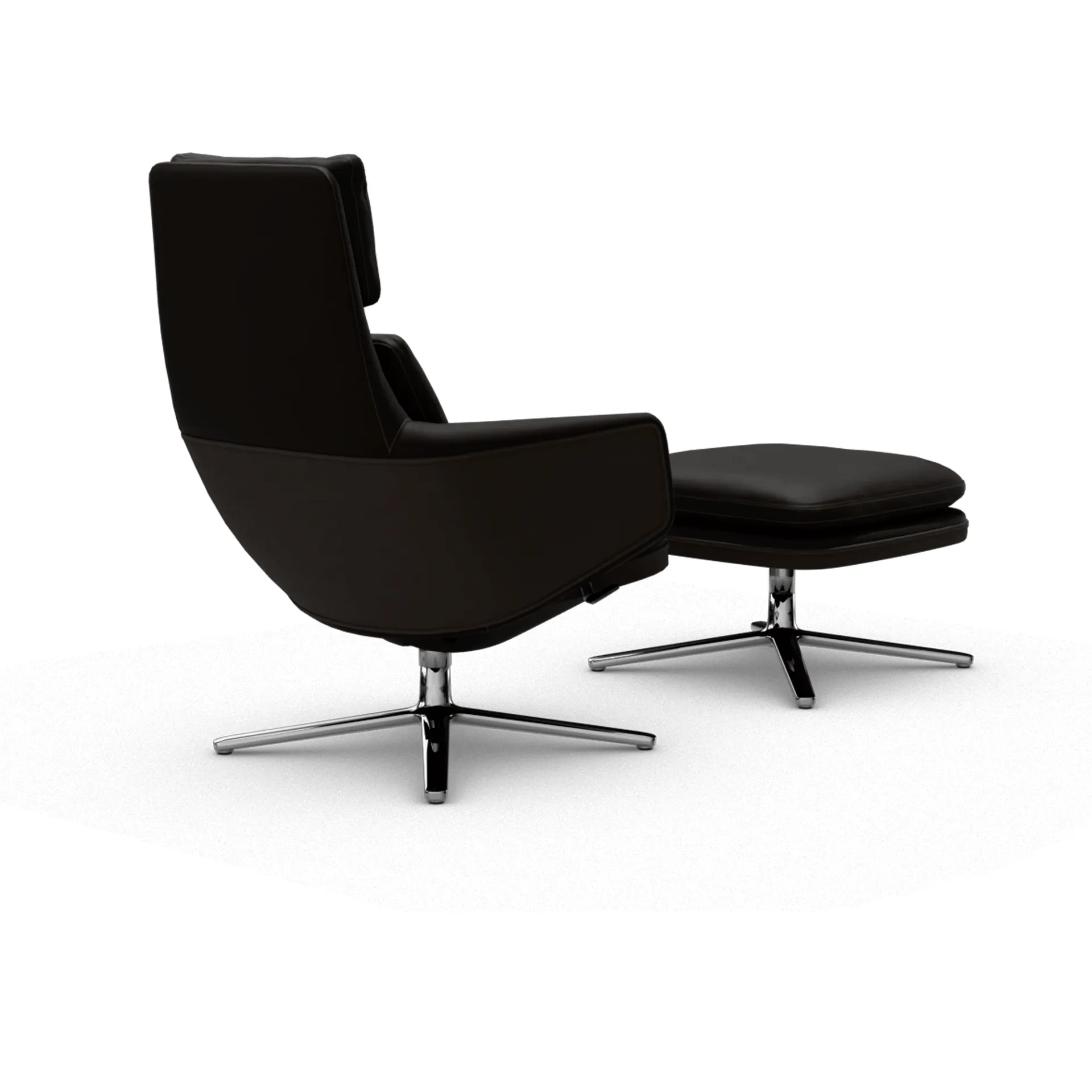 Grand Relax lenestol + fotskammel Leather premium F 69 marron-aluminium Vitra Grand Relax lenestol + fotskammel Leather premium F 69 marron-aluminium Vitra