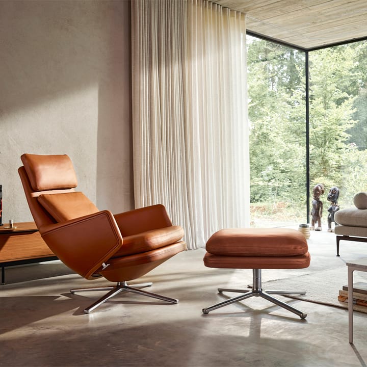 Grand Relax lenestol Leather premium F, 97 cognac-aluminium Vitra