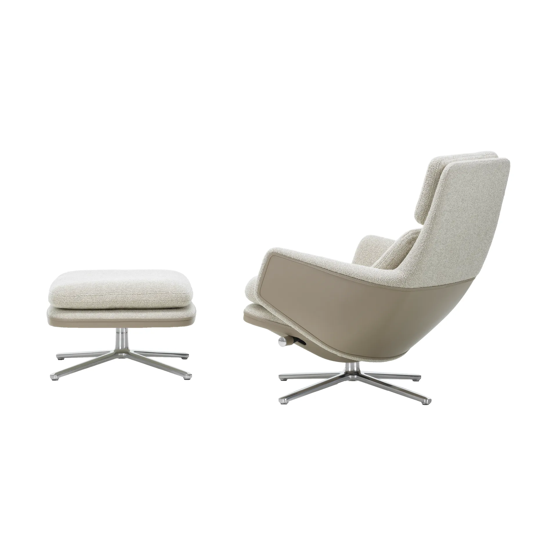 Grand Relax Low lenestol & ottoman aluminiumstativ, Nubia cream/sand-Forte sand Vitra