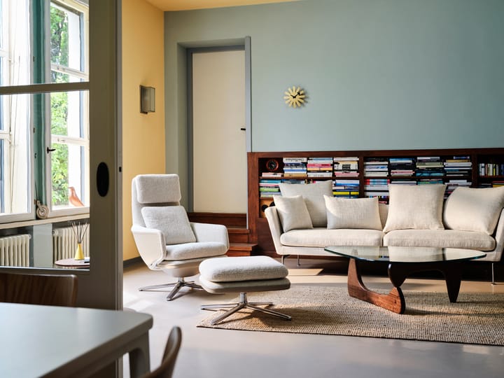 Grand Relax Low lenestol & ottoman aluminiumstativ, Nubia cream/sand-Forte sand Vitra