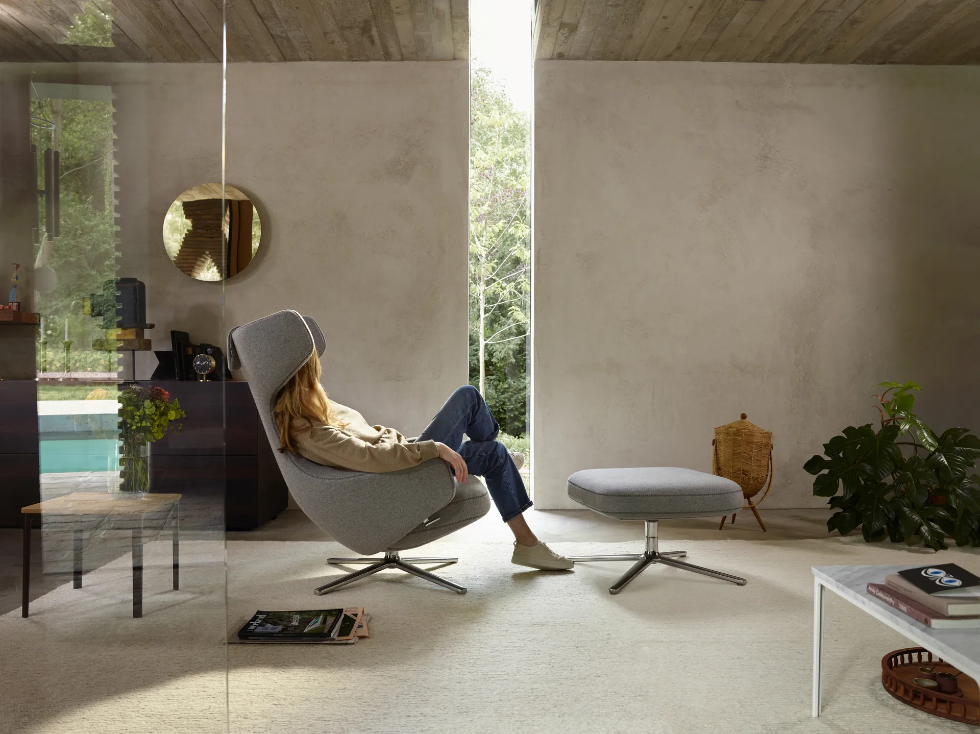 Grand repos lenestol aluminiumsramme, Cosy 2 pebble grey Vitra