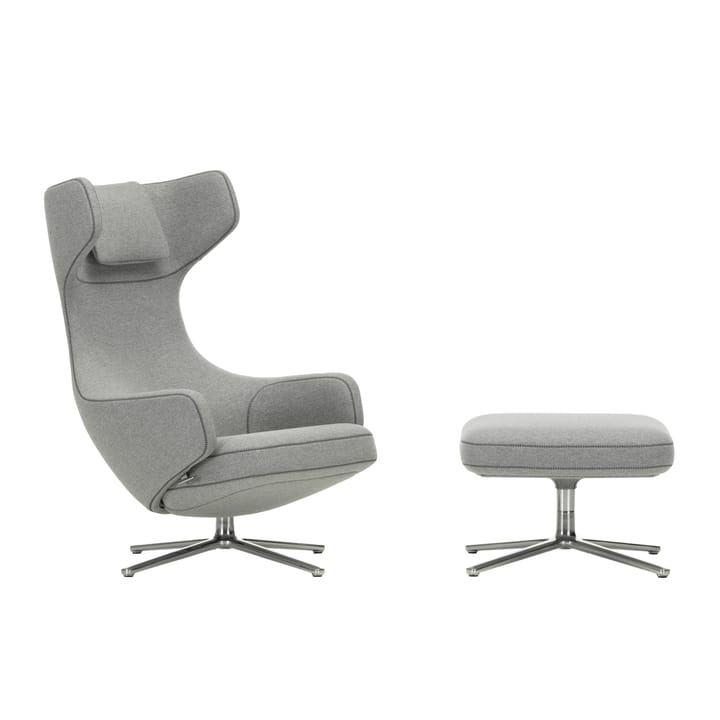 Grand Repos lenestol & Ottoman aluminiumstativ - Cosy 2 pebble grey - Vitra