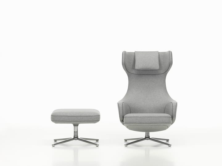 Grand Repos lenestol & Ottoman aluminiumstativ, Cosy 2 pebble grey Vitra