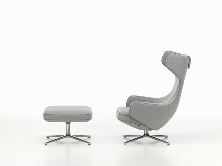 Grand Repos lenestol & Ottoman aluminiumstativ, Cosy 2 pebble grey Vitra