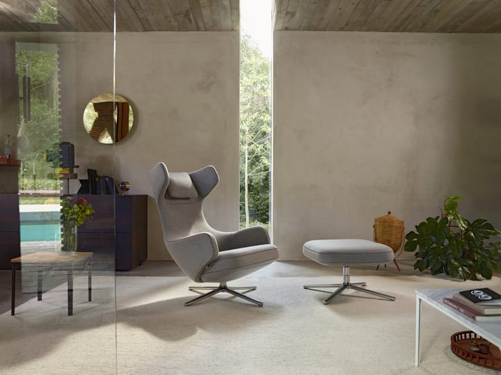 Grand Repos lenestol & Ottoman aluminiumstativ, Cosy 2 pebble grey Vitra