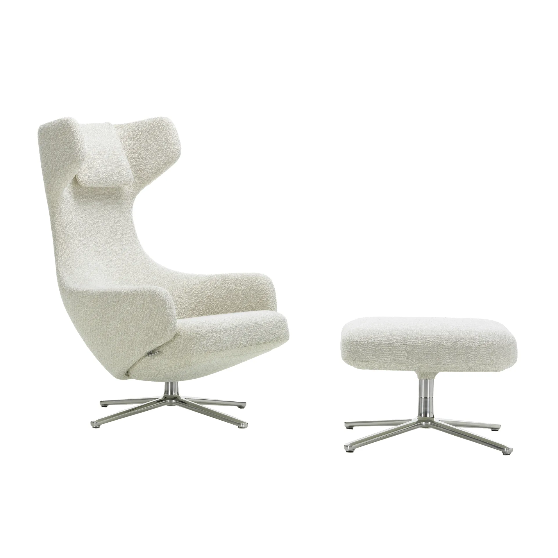 Grand Repos lenestol & Ottoman aluminiumstativ, Nubia 01 ivory-pearl Vitra