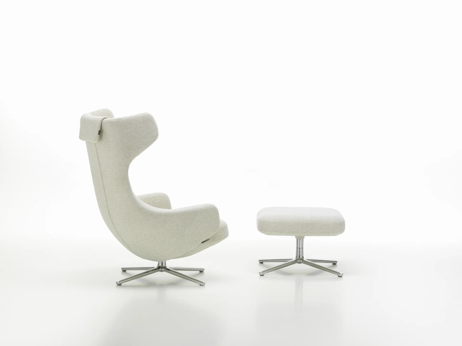 Grand Repos lenestol & Ottoman aluminiumstativ, Nubia 01 ivory-pearl Vitra